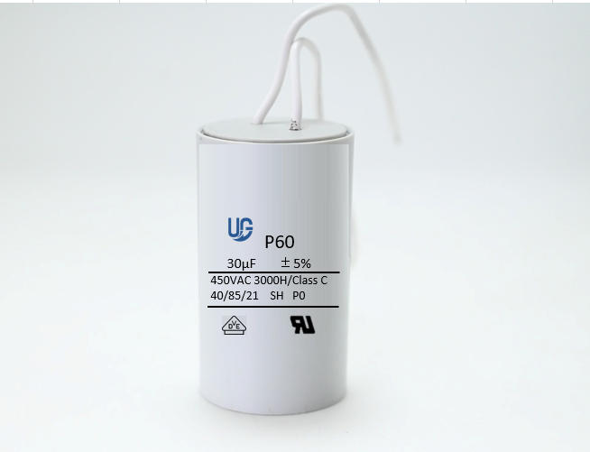 P60金属化聚丙烯膜圆柱形交流电动机电容器